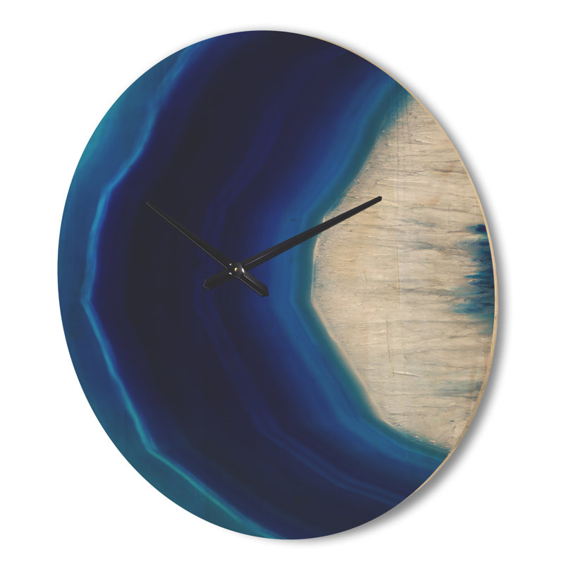 Horloge murale moderne en cristal bleu agate bleue, Très grand