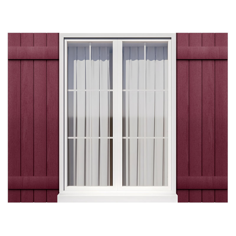Panneau de polypropylène résistant aux intempéries et rideaux de lattes de 14,5 po, facile à installer (ensemble de 2), Rouge
