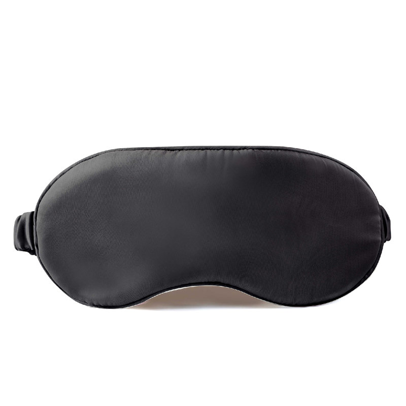 Masque pour les yeux en soie, cache-œil en soie une pièce, noir, rose, argent, taupe, Noir