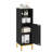 Bathroom Storage Cabinet, Corner Floor Cabinet with Shelves, Customized Door Opening Direction, Bathroom Organizer with Adjustable Shelf for Kitchen, Living, Toilet Paper Cabinet, Black-189292911-187817075