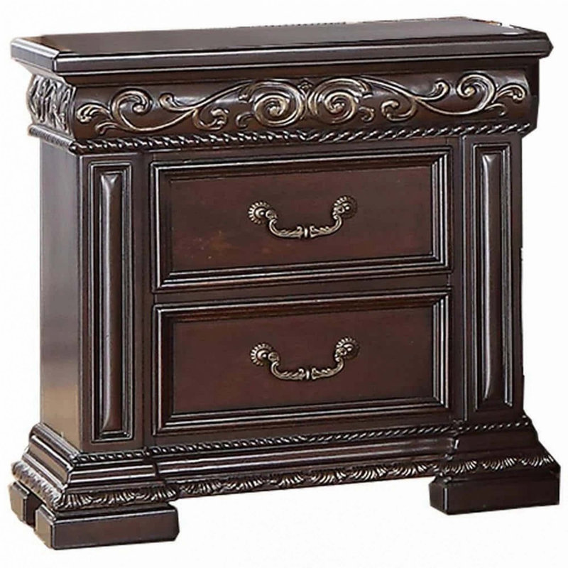 Table de chevet 2 tiroirs Traditional, table de chevet en bois massif
