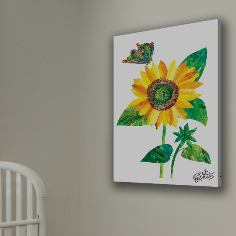 Butterfly and Sunflower - Painting on Canvas, 152cm H x 102cm W