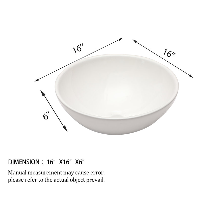 PLUSTEEL 16'' Ceramic Circular Bathroom Sink