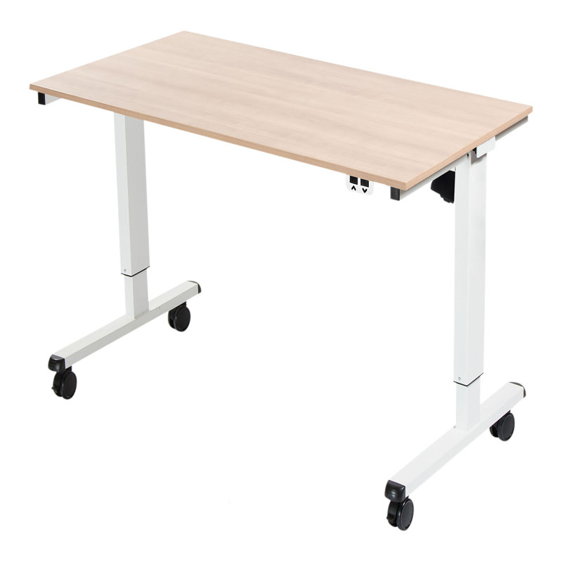 Adjustable Metal Base Standing Desk, 27.25" H x 47.25" W x 29.5" D, Natural Walnut/White