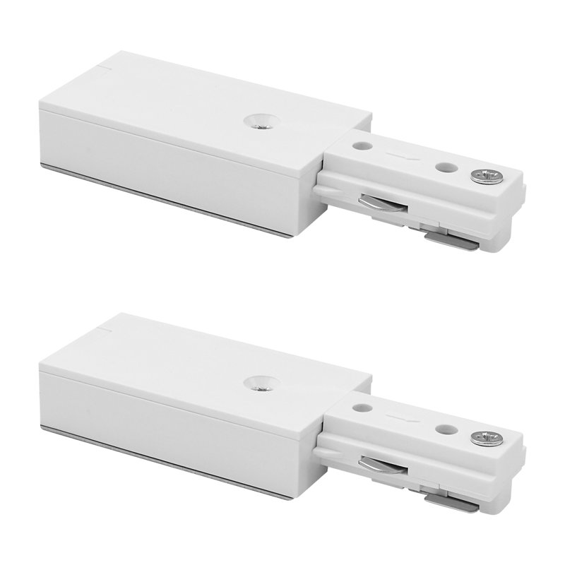 Connecteur d'alimentation Luxrite pour rail H, accessoire d'éclairage pour rail H à circuit unique 3 fils, alimentation 120 V pour système de rail de type H, blanc, lot de 2