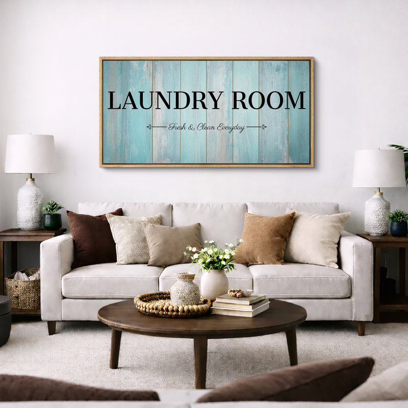 "Laundry Room", "Fresh & Clean Everyday Extra Large", impression sur toile encadrée, H 30 po x l 60 po x P 1,5 po, Naturel