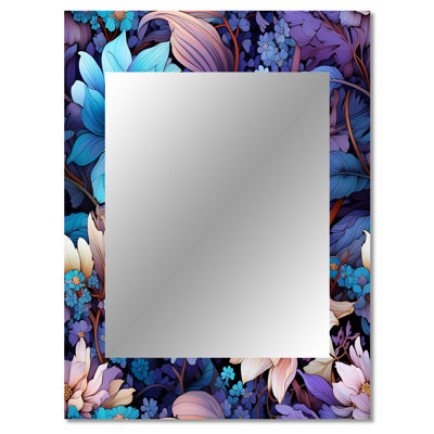 Demato Celestial Blue Peonies Stellar Pure - Floral Mirror, Floral Unique Wall Mirror, Printed Metal Art