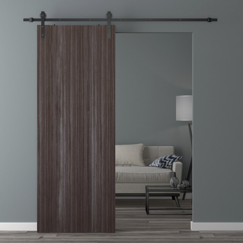 Porte de grange affleurante en bois manufacturé massif, Chêne gris, 27,75 po x 79,37 po
