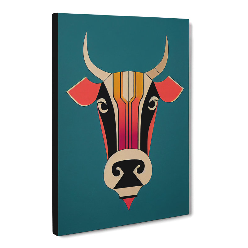 Cow Deco Style - Wrapped Canvas, 50cm H x 35cm W x 3cm D