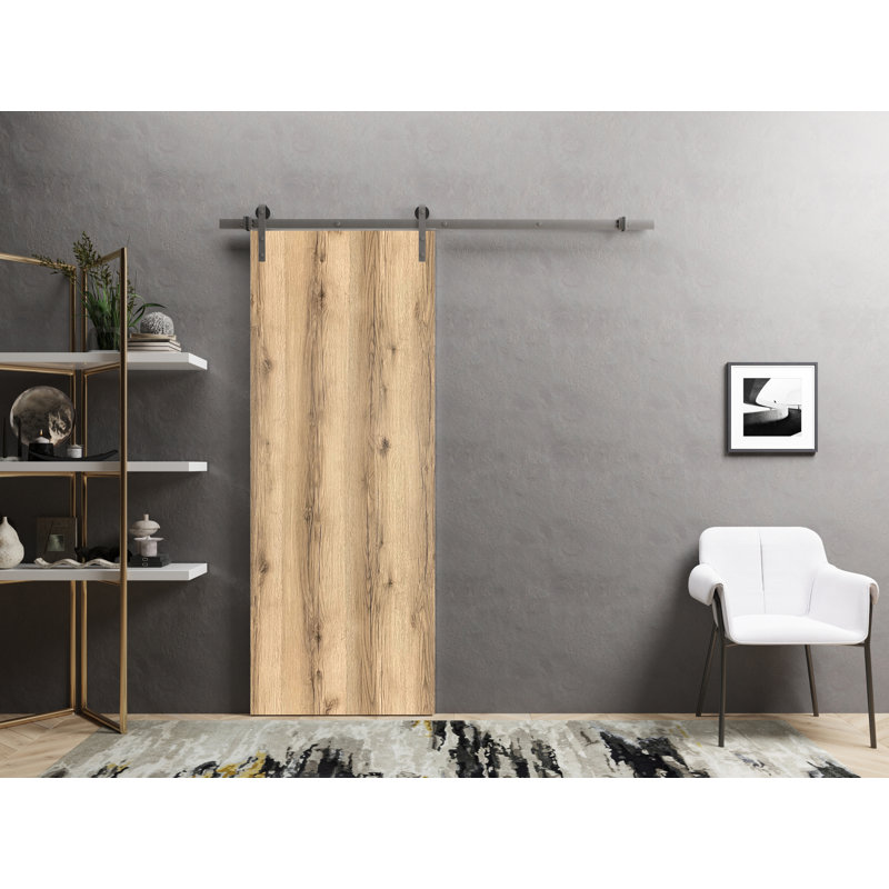 Porte de grange en bois lambrissé sans trousse de quincaillerie d’installation, Chêne, 36 po x 80 po