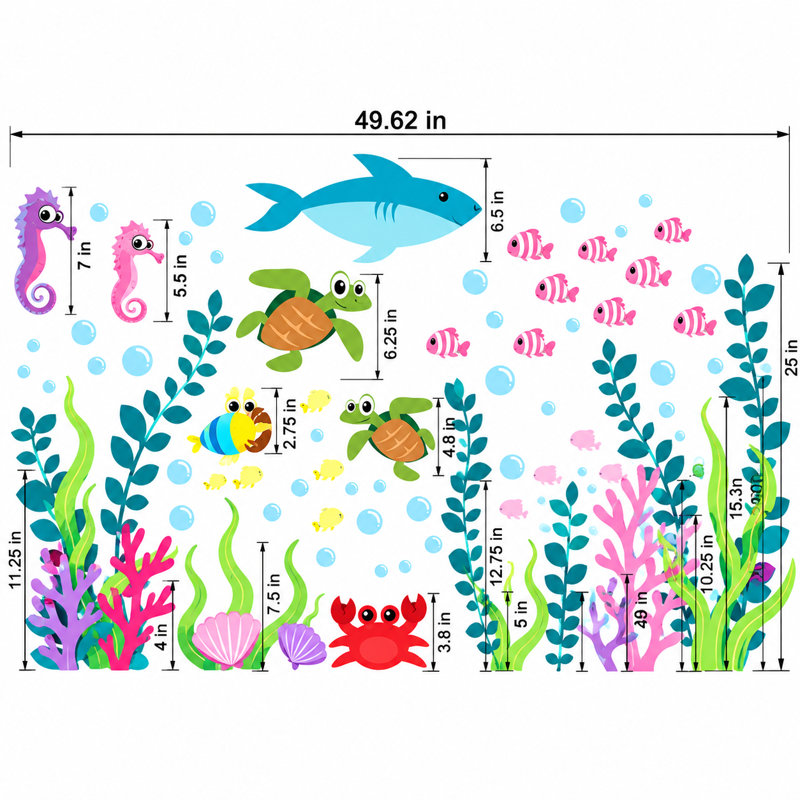 Nautical & Beach Non-Wall Damaging Wall Decal, Scheme C