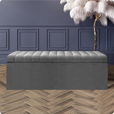 Safar Wide Velvet Rectangle Solid Color Standard Ottoman Box with Storage