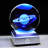 80mm 3D Engraved Saturn Crystal Ball with LED Base, Solar System Glass Sphere Decor.