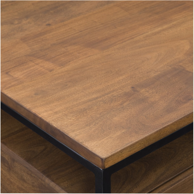 Table basse avec rangement en bois massif Paulette