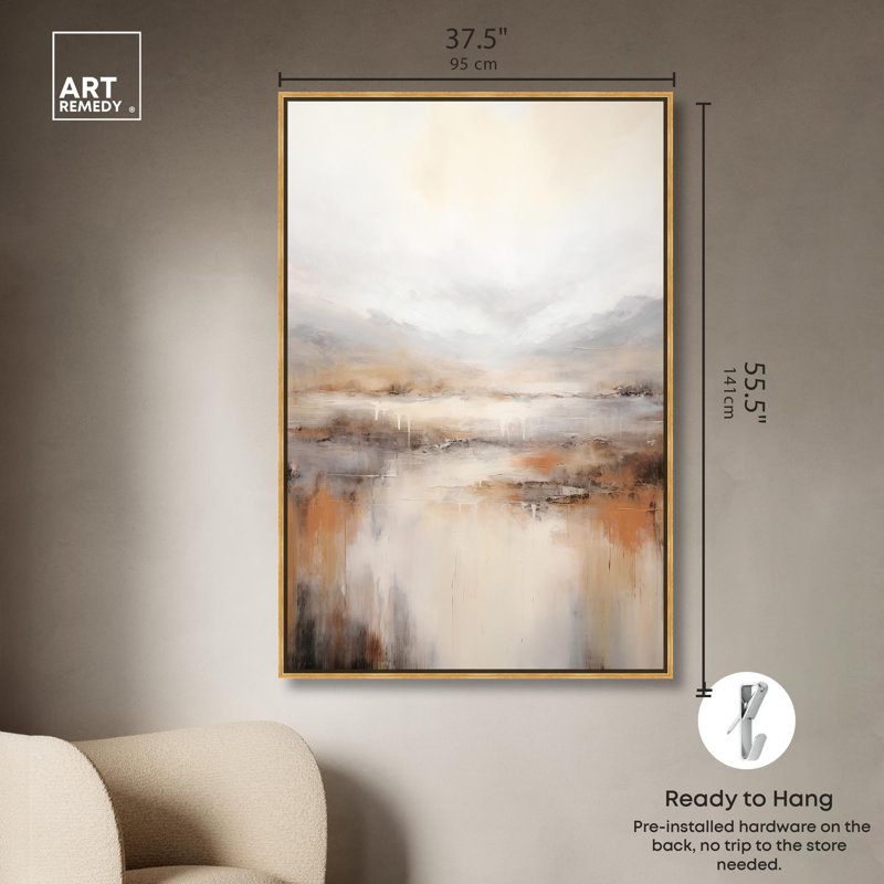 Natural Cascades Canvas Muted Abstract Wall Art by Art Remedy, 55" H x 37" W, Gold Framed