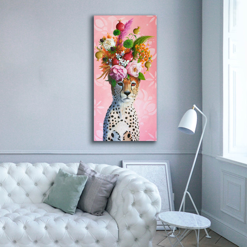  «Serious Cheetah» par Heather Gauthier, art mural sur toile, 30 po x 60 po, H 60 po x l 30 po