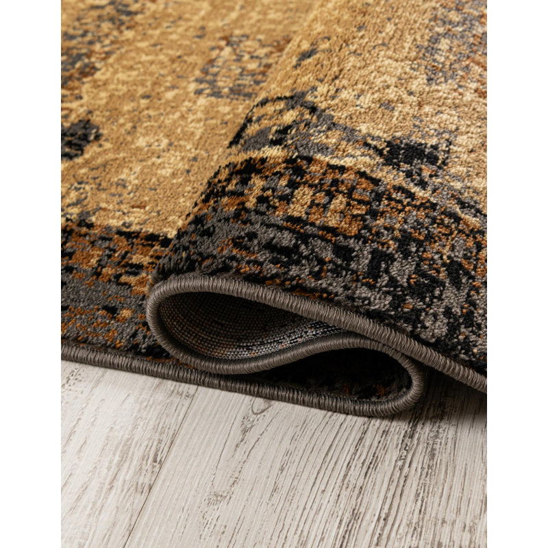 Apex Abstract Beige/Brown Area Rug, Oval 3'1" x 5'3"