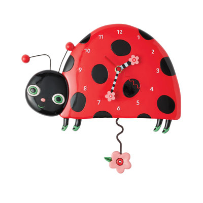 Allen Designs Dotty la coccinelle souriante horloge murale à pile 8,07 pouces