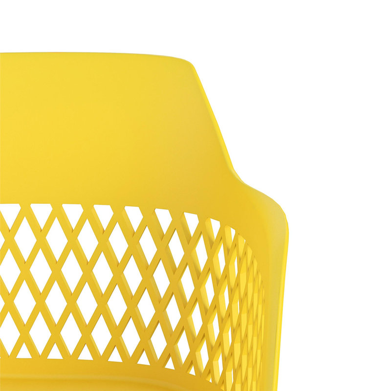 Shari Patio Dining Side Chair with Cushion, Yellow