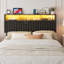  Tête de lit très grand avec rangement, hauteur réglable, tête de lit tapissier en velours avec lumières à DEL et station de charge, tête de lit autoportante moderne, facile à assembler, noir-984896307-984896310