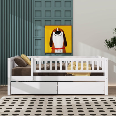 Wooden Daybed Featuring Two Drawers