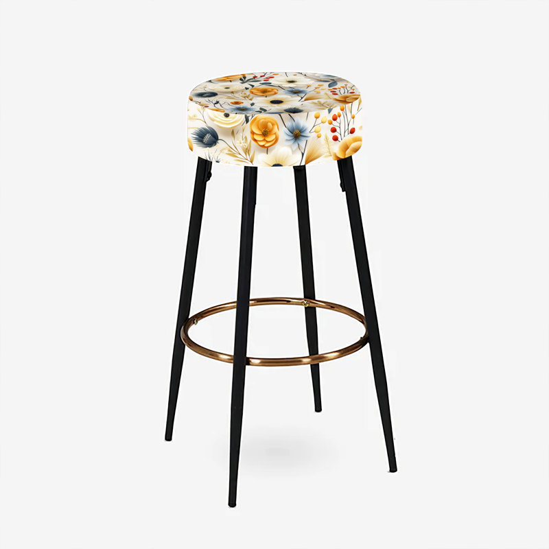 Ensemble de 2 tabourets de bar rétro dorés et blancs Poppy Dreams