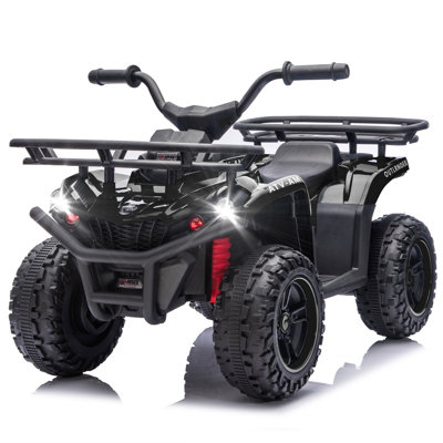 Kids Electric Ride-On ATV With Off-Road Wheels, Anti-Slip Tires, Storage Racks, LED Headlights & Bluetooth For Ages 3-5