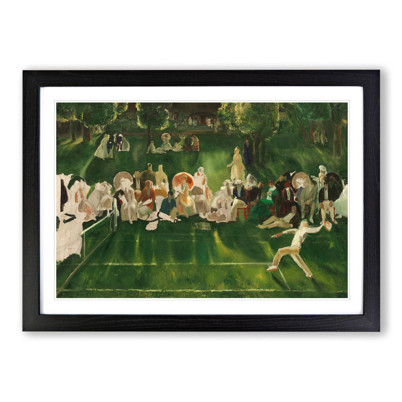 Tennis at Newport Vol.2 by George Bellows - Picture Frame Painting, 36cm H x 48cm W x 2cm D, Black