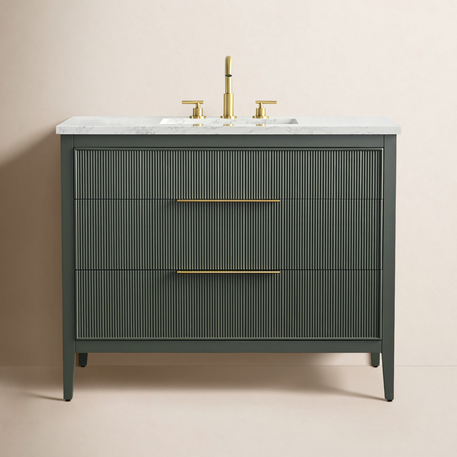 Bilroy 42" Oak Single Bathroom Vanity, Vintage Green
