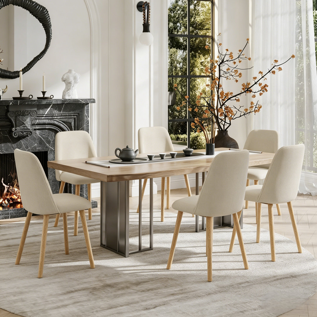 48cm H Linen Upholstered Upholstered Back Side Chair