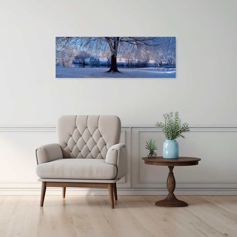 Hiver, arbres, paysage contemporain abstrait de Perkshire, Écosse, H 36 po x l 12 po