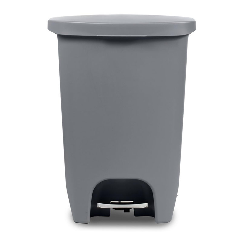 Glad Kitchen Trash Can with Lid, Foot Pedal and Garbage Bag Rings, 13 Gal, Grey, Gray, 13 Gal 