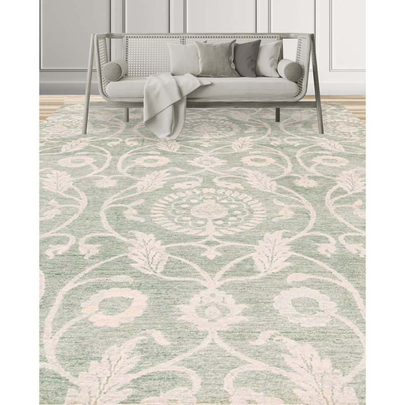 Rayon Floral Area Rug, Rectangle 9'2" x 12'3"