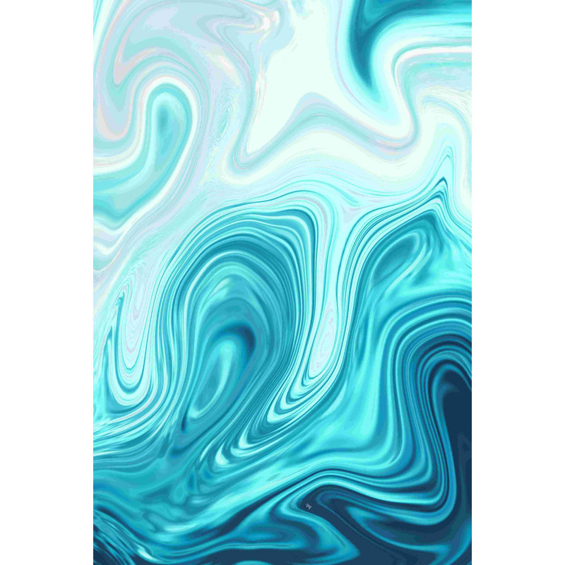 Marbre cyan - peinture sur toile tendue, H 18 po x l 12 po