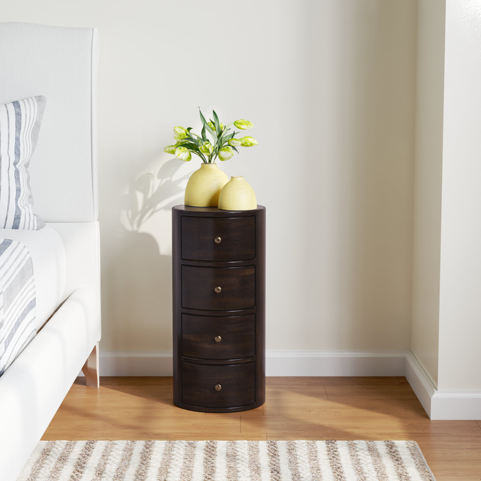 Atlantic 4 - Drawer Nightstand, Chocolate