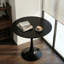 Table de salle à manger ronde 31,5 "blanche moderne avec plateau en MDF et base cylindrique en métal, multi-usage pour la cuisine / le salon / la table basse-983605945-977782577
