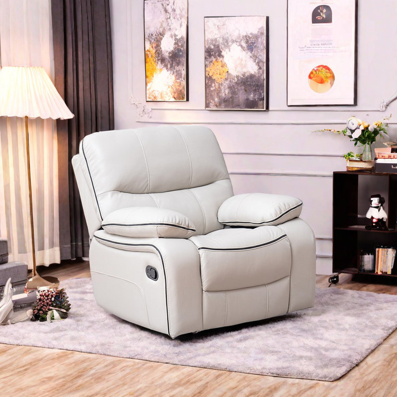 Fauteuil inclinable pivotant en similicuir Tajmir, Crème