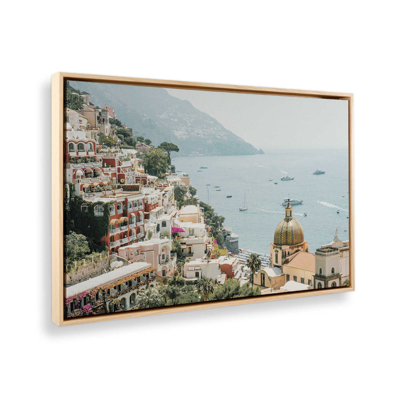 Impression sur toile Positano, Érable américain encadré, H 32,75 po x l 48,75 po x P 1,75 po, 1
