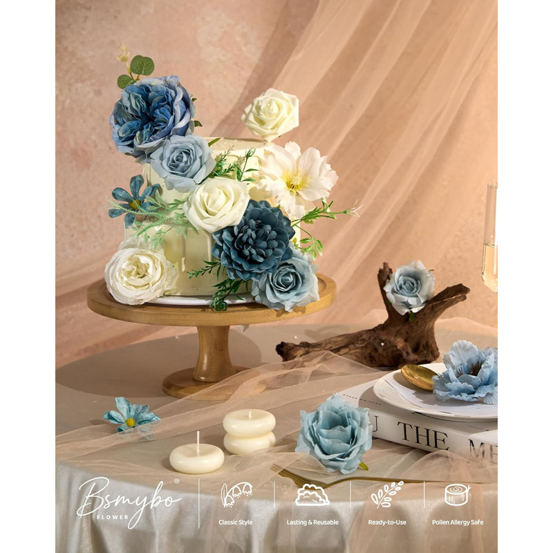Ensemble de boîtes artificielles fleurs bleues
