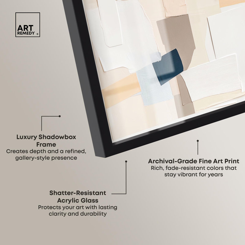 «Torn Tints II Shadowbox Print», art abstrait bleu par Art Remedy, H 46 po x l 37 po, Noir