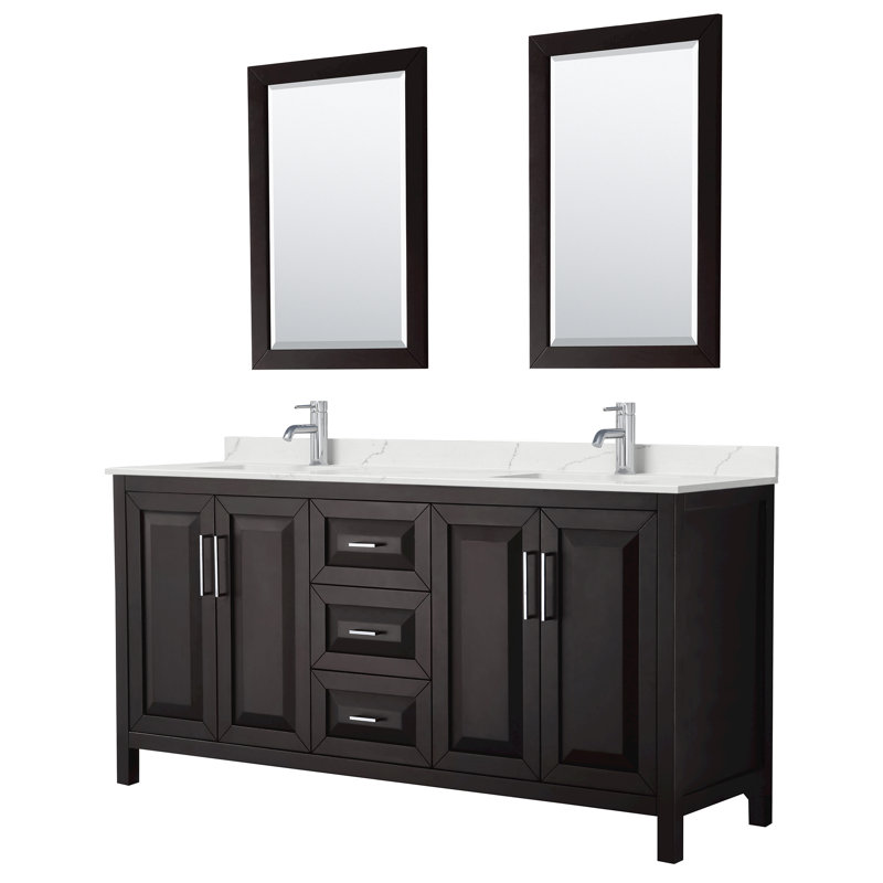 Daria 72'' W Vanity, Polished Chrome, Brown, Giotto Quartz