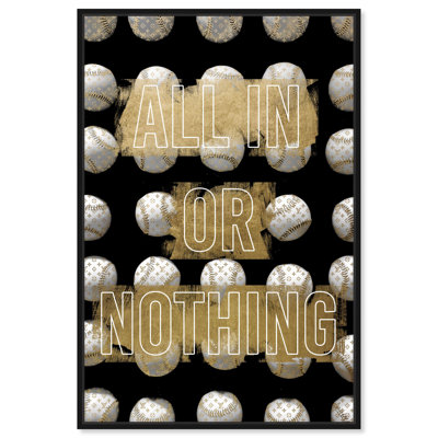 All In or Nothing Baseball Canvas Black White Art Prints by Notoriart