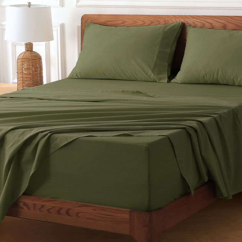 Hyprest 100% Cotton Floral Sheet Set with 18"–24" Extra Deep Pocket, Queen Sheet Set with 4 additional pieces, Dark Green