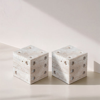 Dice Travertine Abstract Figurines & Sculptures