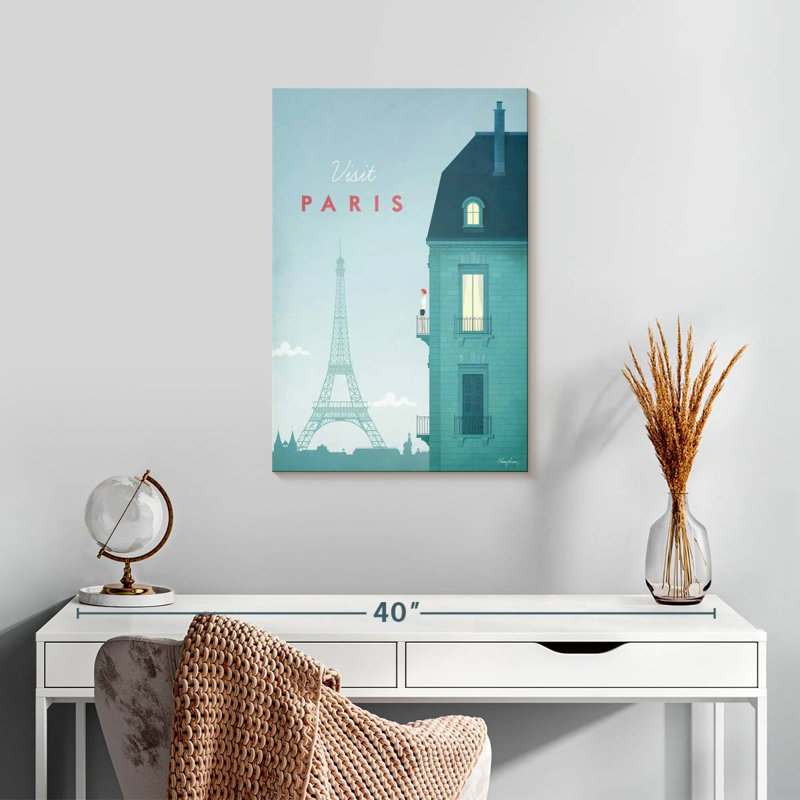 Affiche de voyage rétro Aime Paris, H 24 po x l 16 po