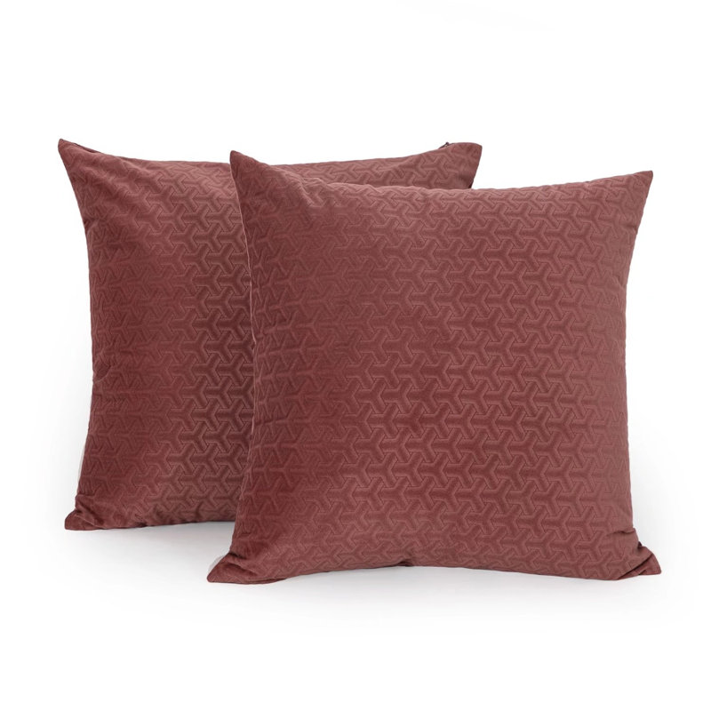 Square Throw Pillow Cover Yellow, Light Burgundy