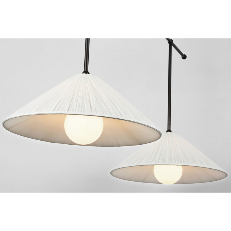 Soren 54" Extended Drop Linear Chandelier with Silk Pleated Shades, Bronze