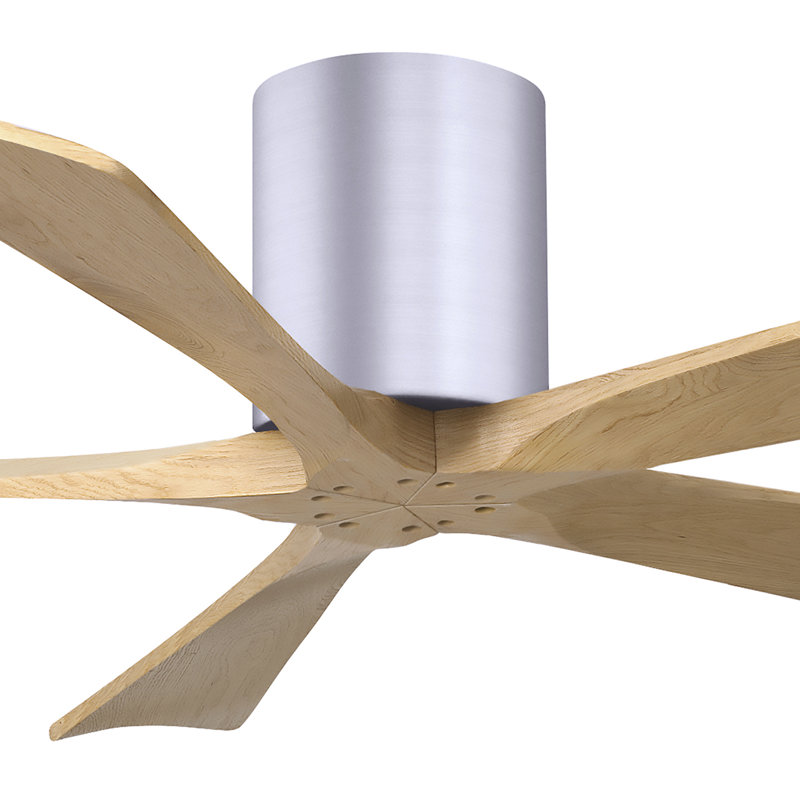60" Irene 5-Blade Hugger Ceiling Fan with Wall Remote, Textured Bronze, 52", Light Maple Tone