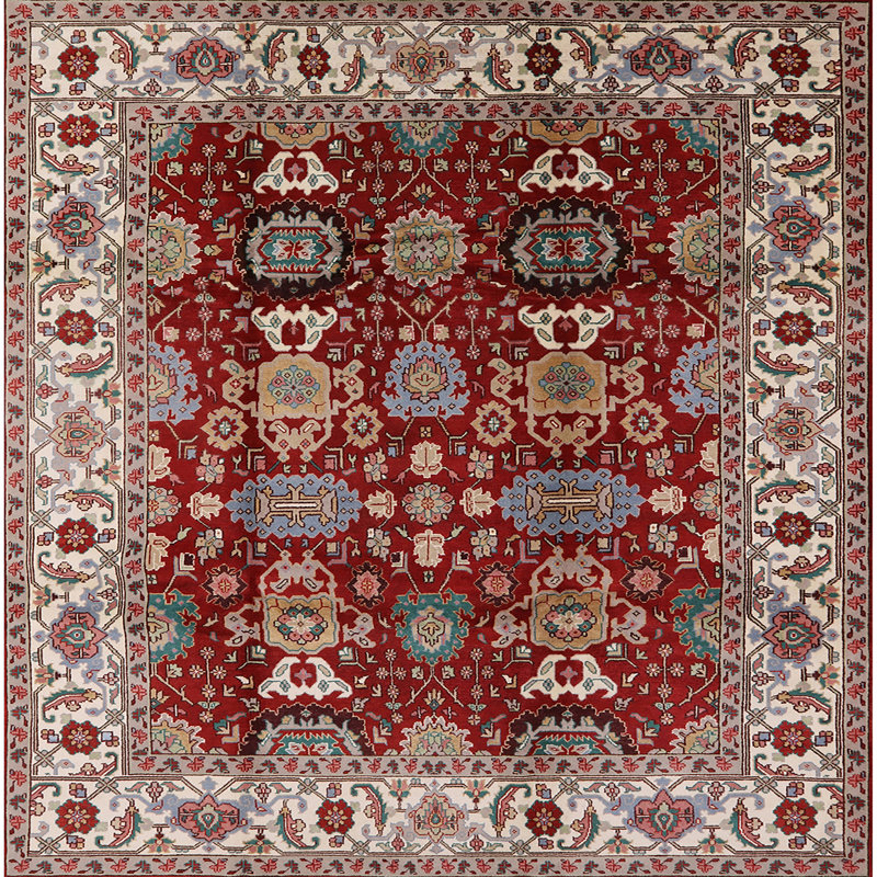 Tapis oriental rouge / ivoire Garabed, Carré 6 pi