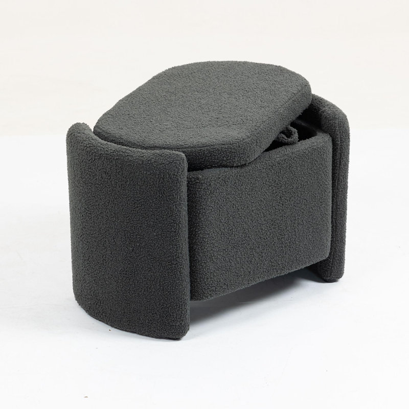 Repose-pieds avec rangement Mid-Century, Gris
